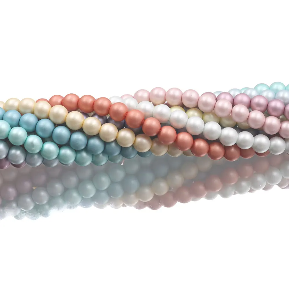 glass bead factory 8mm black matte pearl beads with holes for jewelry