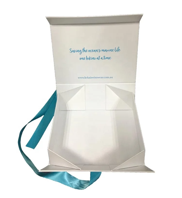 Luxury Custom Logo Clothing Swimwear Dress Pants Packaging Paper Gift Box with Ribbon Closure
