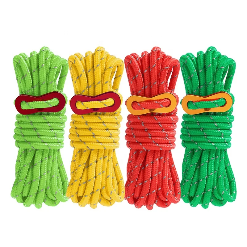 Camping tent rope thickened outdoor fixed canopy wind rope nylon woven windproof and reflective wind rope combination