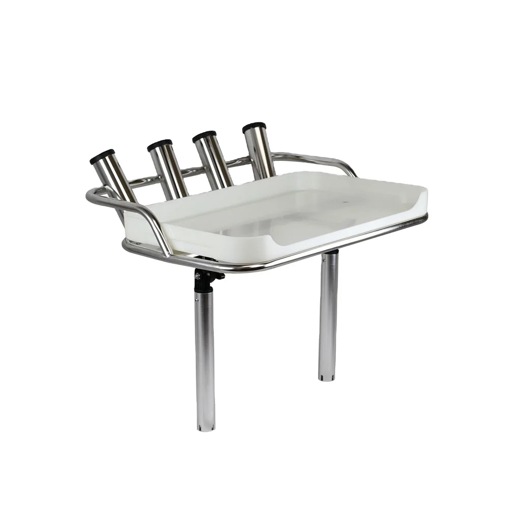 Dual mount framed boat bait board with 4 rod holders