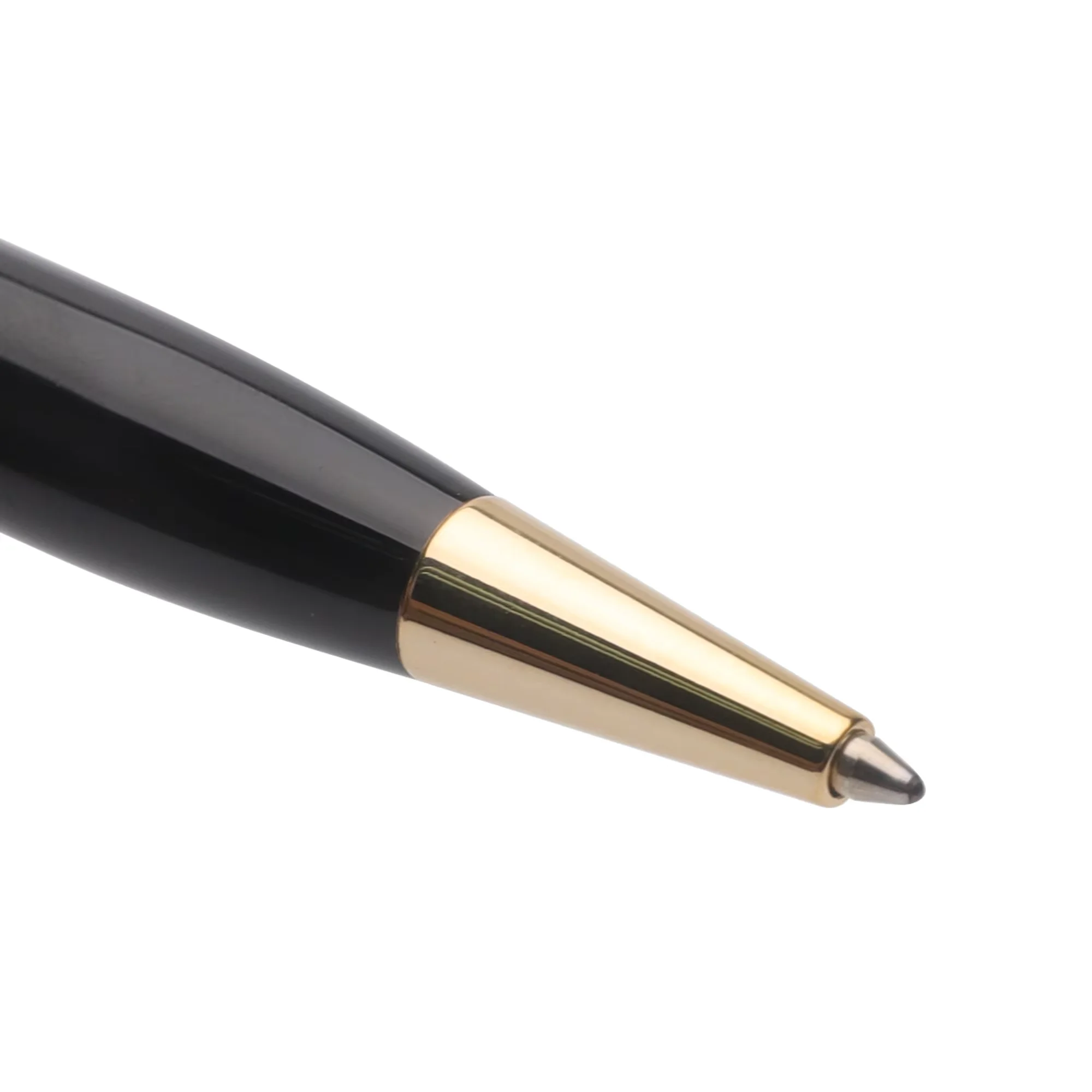 Cheap Dome Cap Metal Ballpoint Pen with Gloss Black Lacquering Gold Trim For Sale