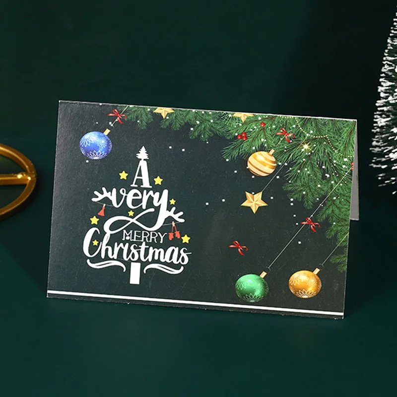Wholesale High Quality Christmas Decoration Thank You Cards Kraft Cards Bronzing Holiday Handmade Custom Greeting Cards