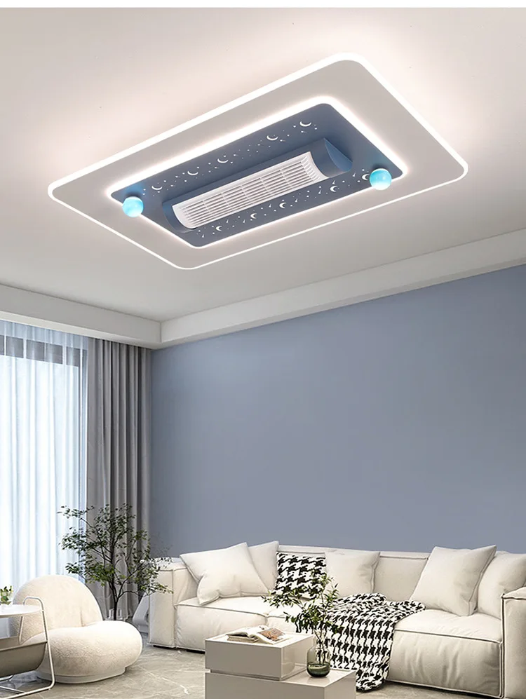 The fourth generation of drum type large wind LED bladeless fan light bedroom high display intelligent remote control fan light