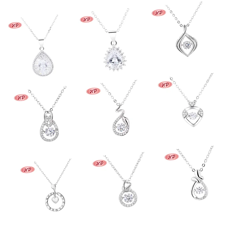 925 Sterling Silver Fine Jewelry Pendants Charms Drop Shape Silver Necklace With Zircon Wholesale Trendy Fashion Accessory