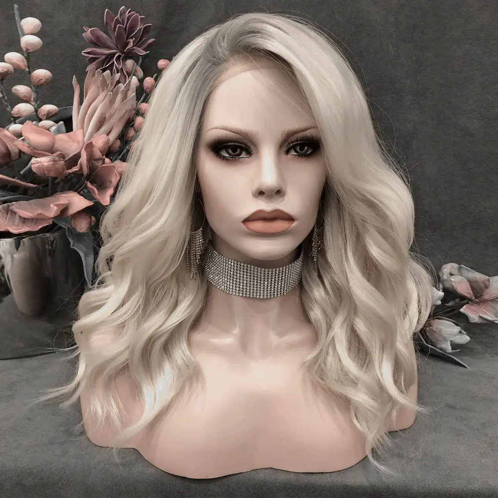 Wholesale Heat Resistant 24inch short waves multicolor Fiber Cosplay Luxury Synthetic Lace Front Wig For Women Grag Wigs