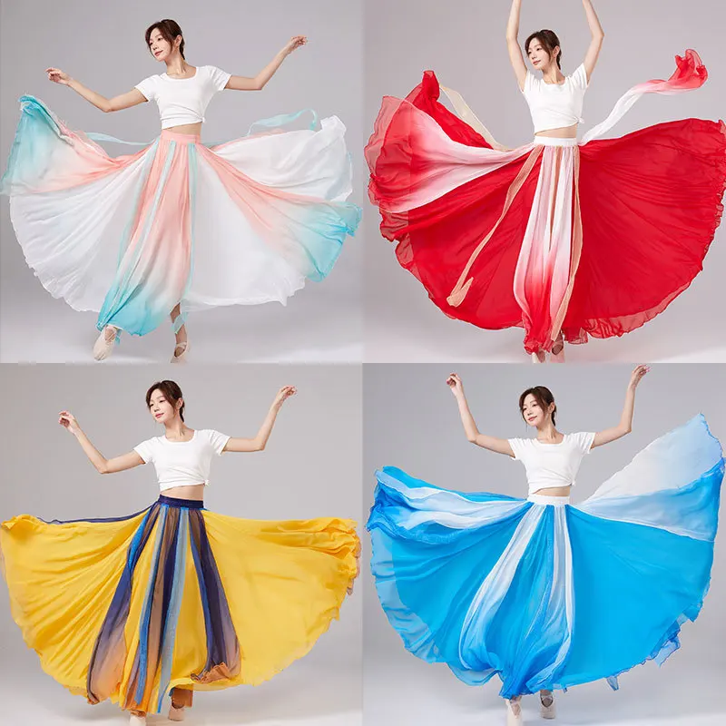 Women Lyrical Dance Skirt Long Ballet Wrap Skirt Flowy Maxi Skirts