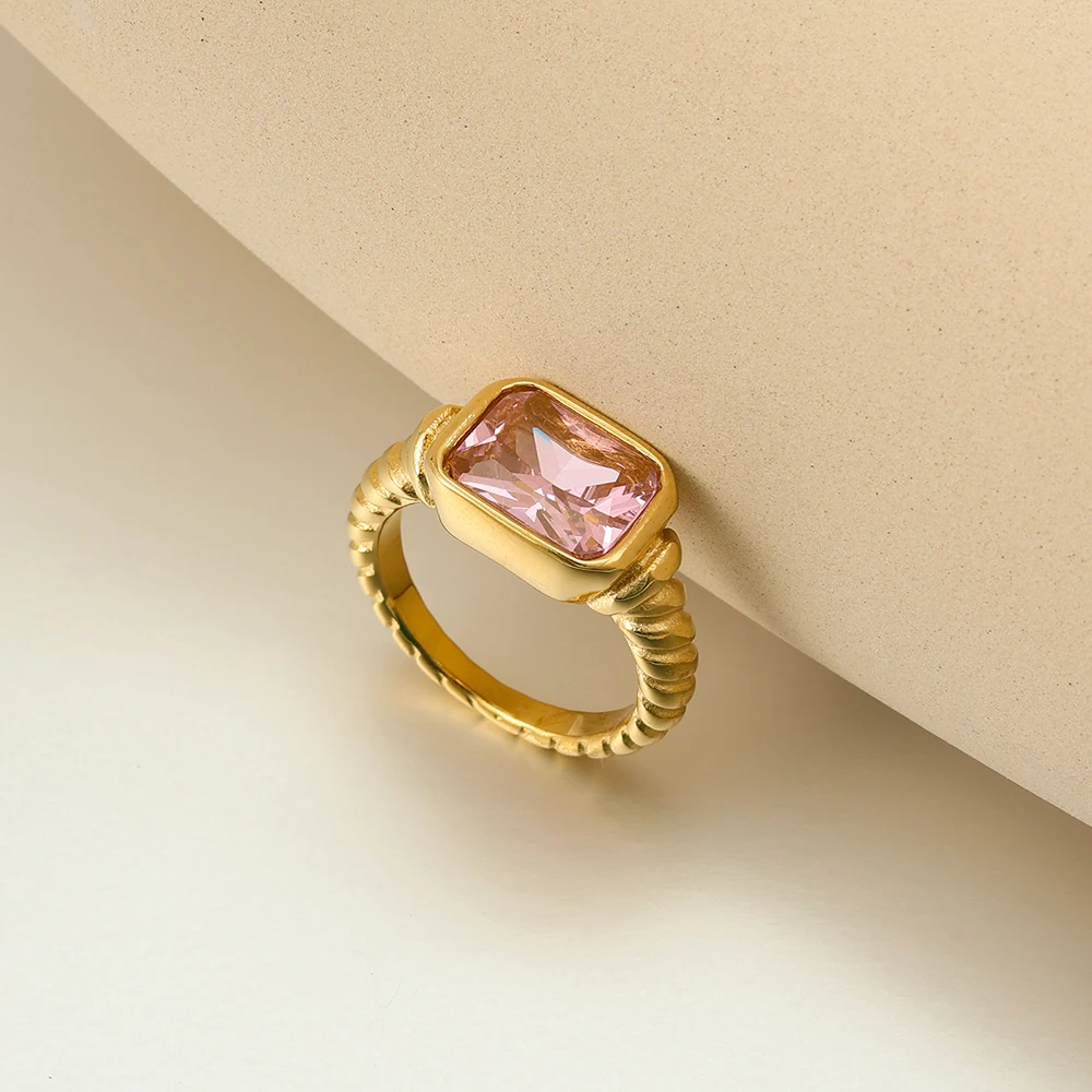 Stylish and Bold Glamour Hypoallergenic Luxurious Zircon Stainless Steel Ring Selection