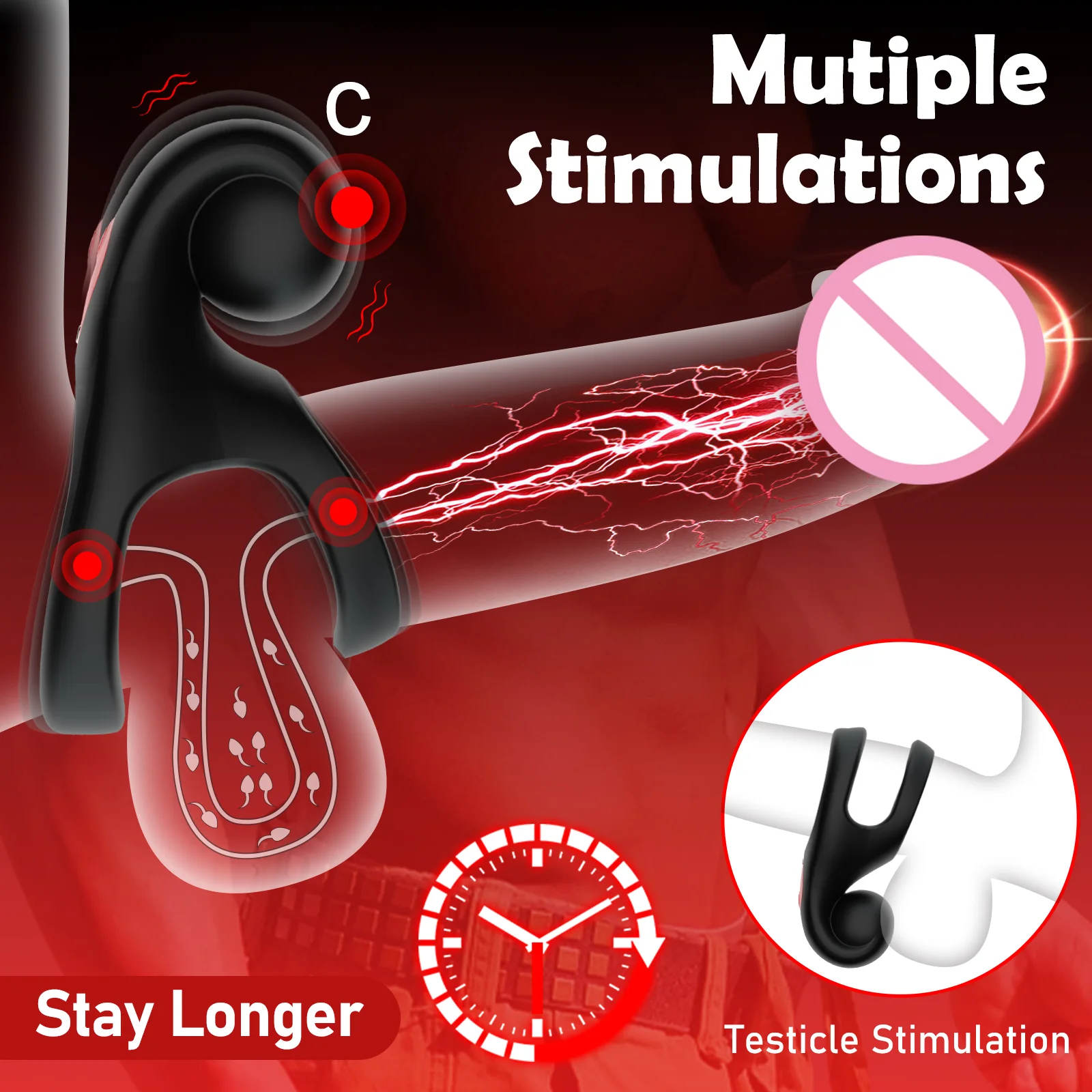 2024 new Man 10 Speed Lock essence + Vibrating Fine Ring Magnetic charging Silicone Stimulation Couples Share Vibrating Ring