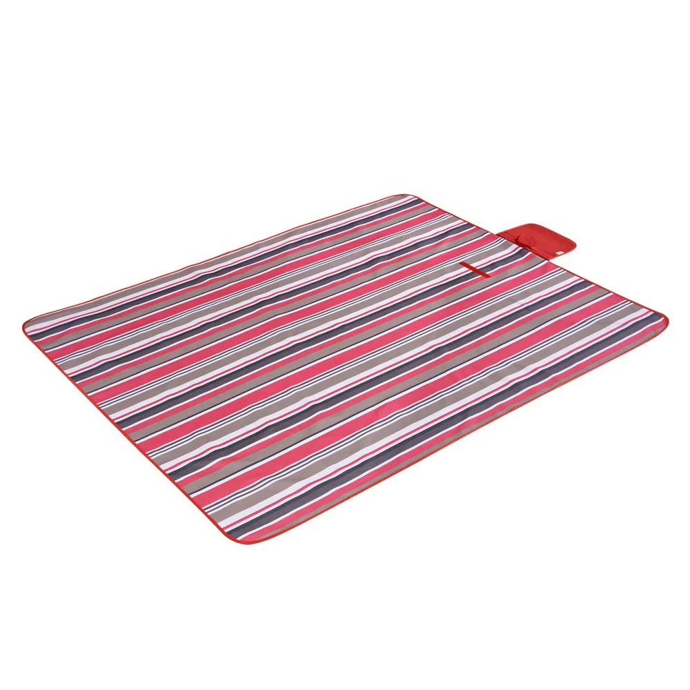 Outdoor Camping Red strips Pattern Picnic blanket waterproof camping mat