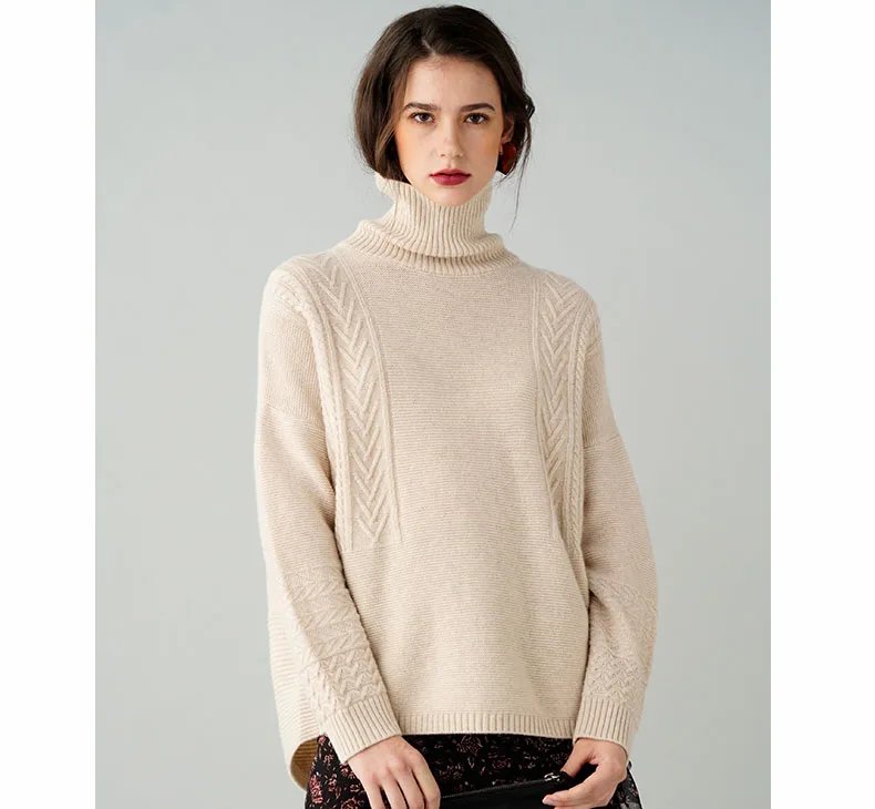 FYB Custom Long Sleeve Solid Color High Neck Pullover Female Winter Casual Women Knitted Sweater