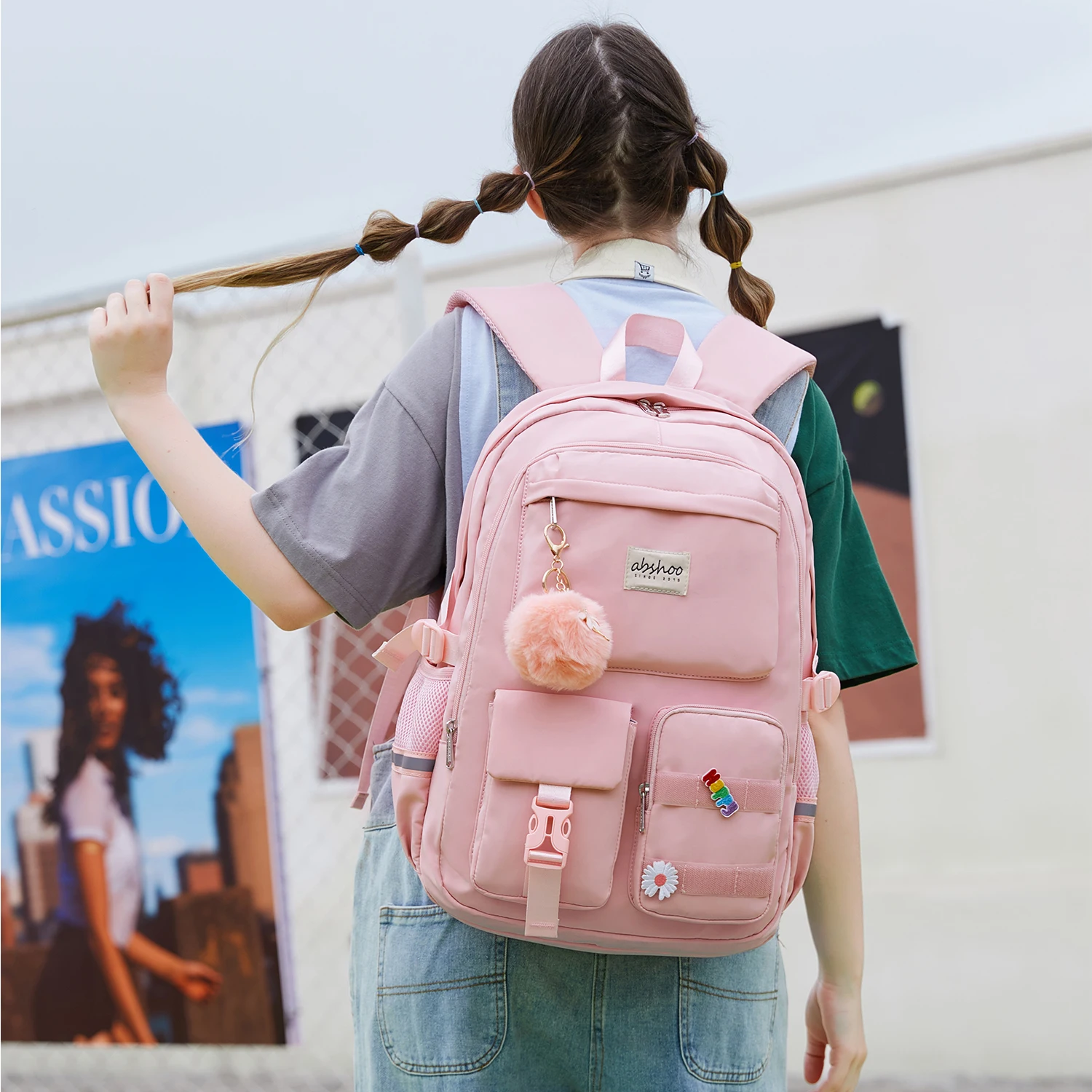 Customized package from 50 pcs 2024 college school bag school backpack for girls colorful backpacks men college bags