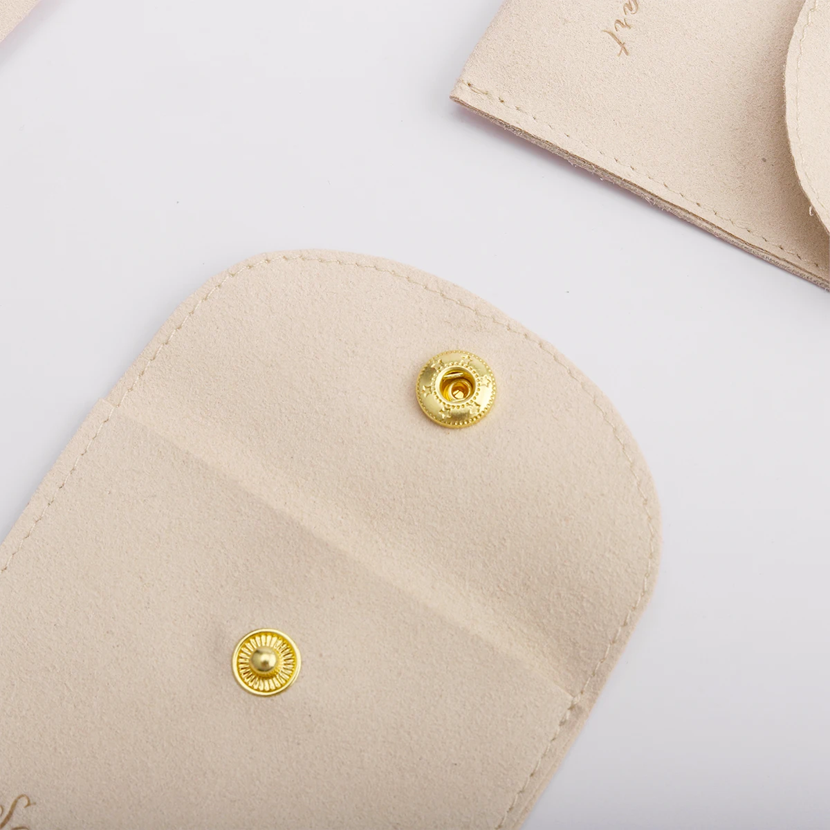 Custom Logo Printed Earrings Jewelry Packaging Bags Reusable Luxurious Flap Small Beige Envelope Microfiber Pouch