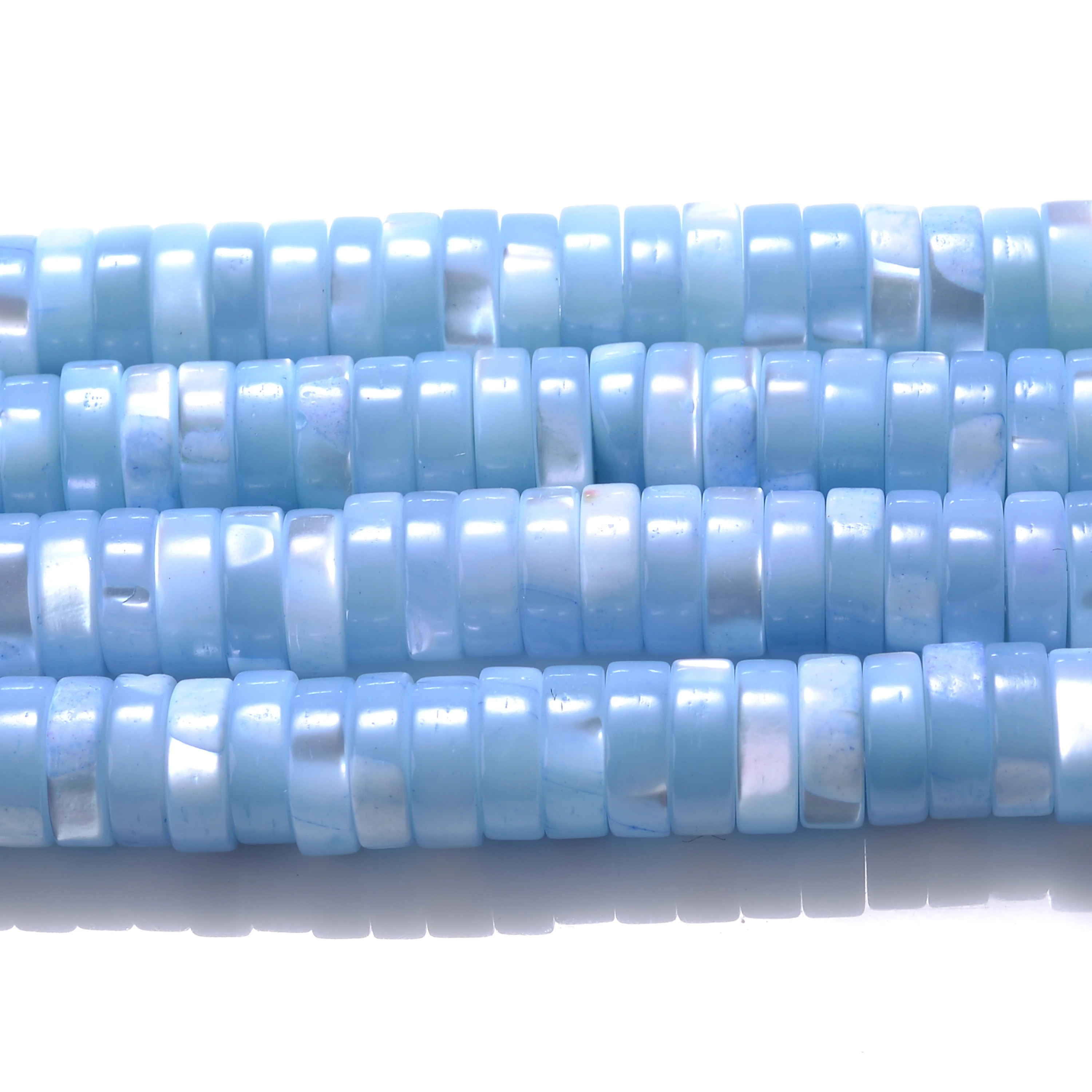 iYOE 180pcs/Strand 6mm Round Flat Natural Shell Spacer Beads Heishi Disk Jewelry Beads For Making Handmade Bracelet Necklace