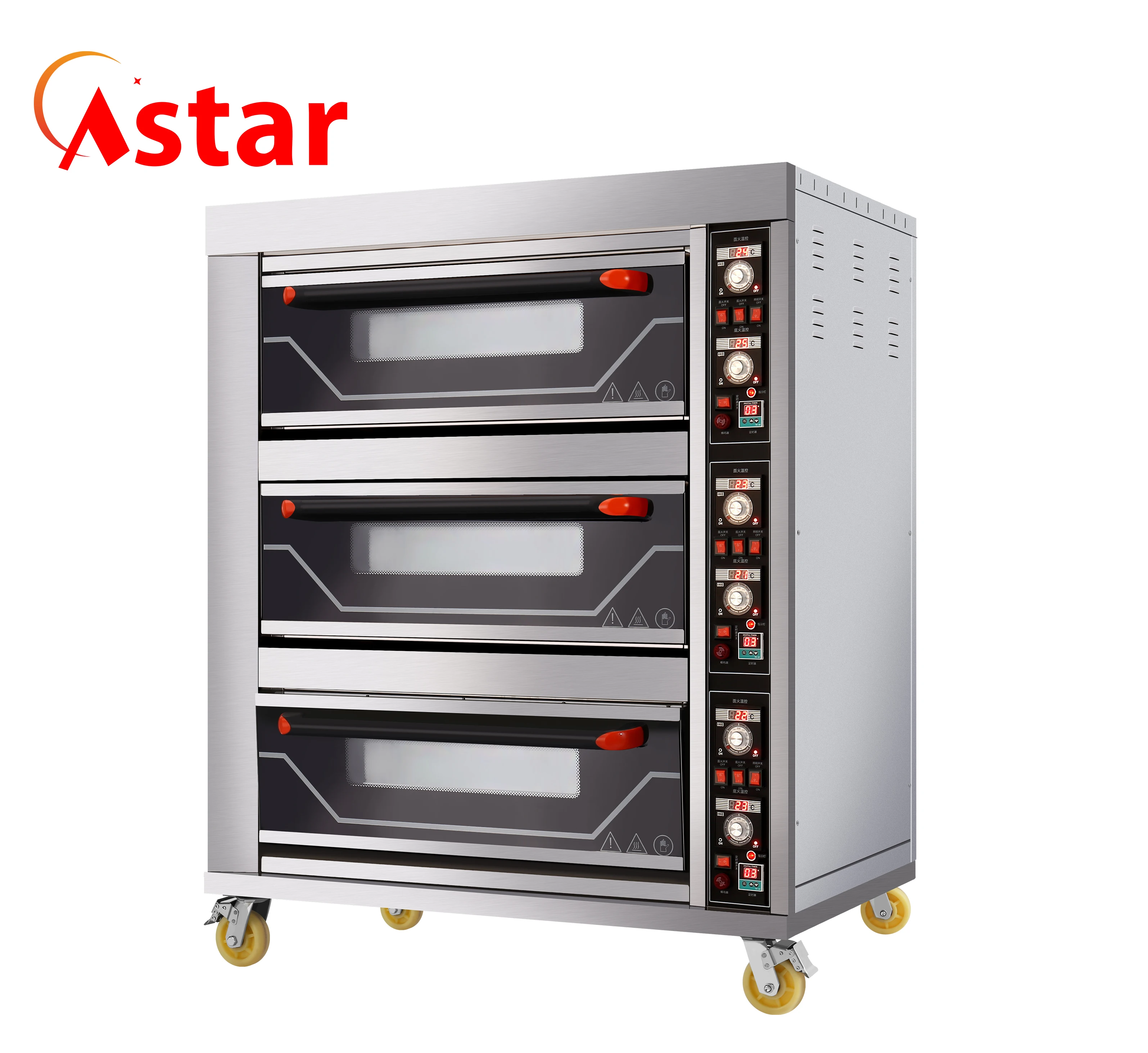 Astar Popular In China Electric 3 Deck 6 Trays Customized Crown A Series Deck Oven For Bakery