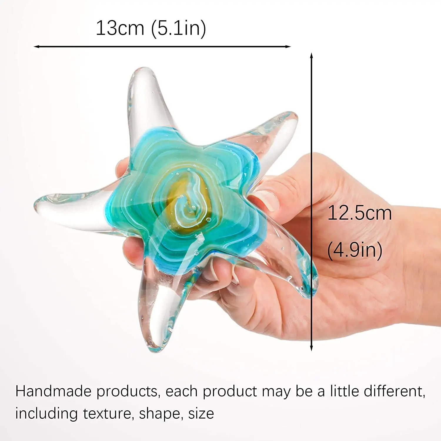 Glass Star Fish Crystal Handmade Glass Blown Table Decor Starfish Figurine Collectible Ornament