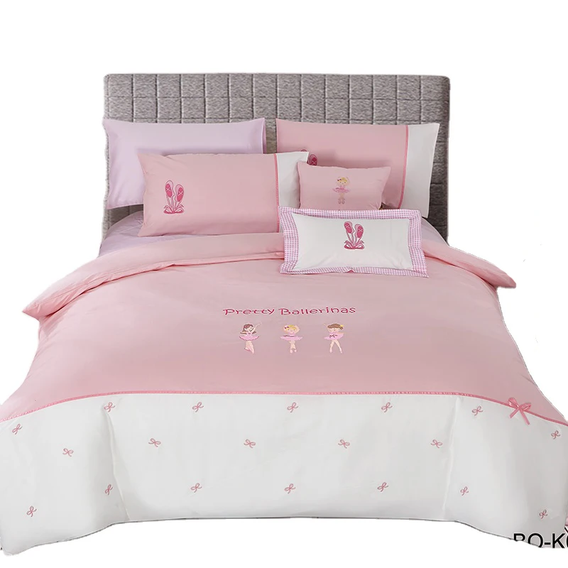 Милый мультяшный вышитый новый дизайн детское постельное белье хлопковый комплект