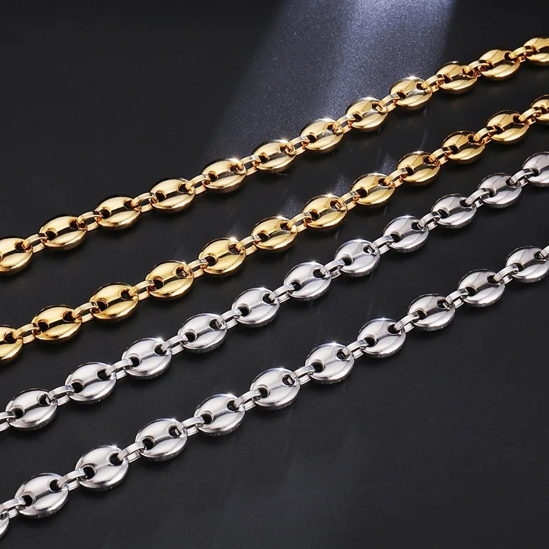 2022 Stainless Steel Jewelry Gold Chain Necklace Women Coffee Bean Chain