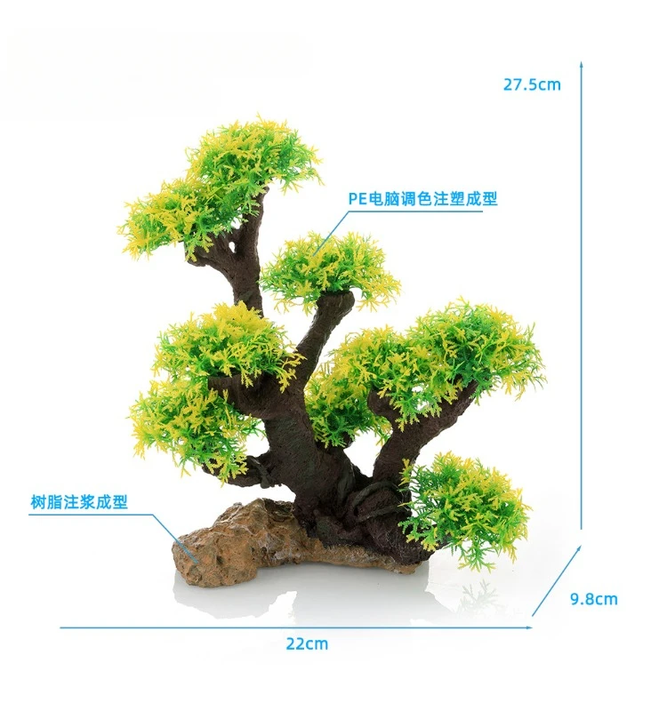 Fish Tank Decoration Landscape Ornaments Resin Crafts Artificial Rockery Water Plants and Large Trees