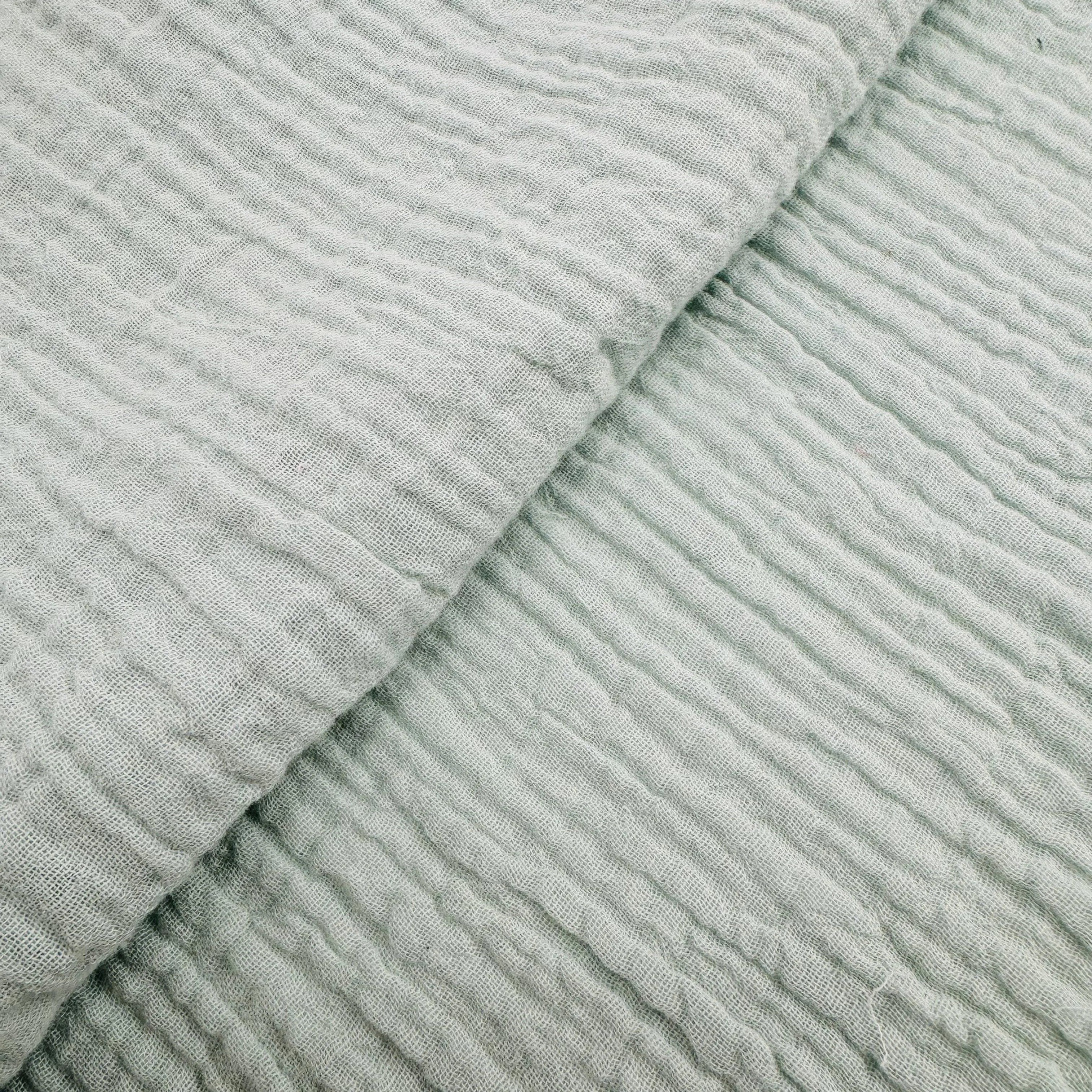 Organic Cotton Double Layer Gauze Crinkle Crepe Fabric Lightweight Solid Dyed Puckering Garments fabric
