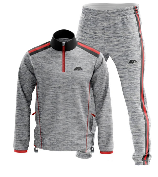 Best Quality 100% Polyester Melange Track Suit Low MOQ Sportswear Set with Shirt and Sweatpants Air Shipping