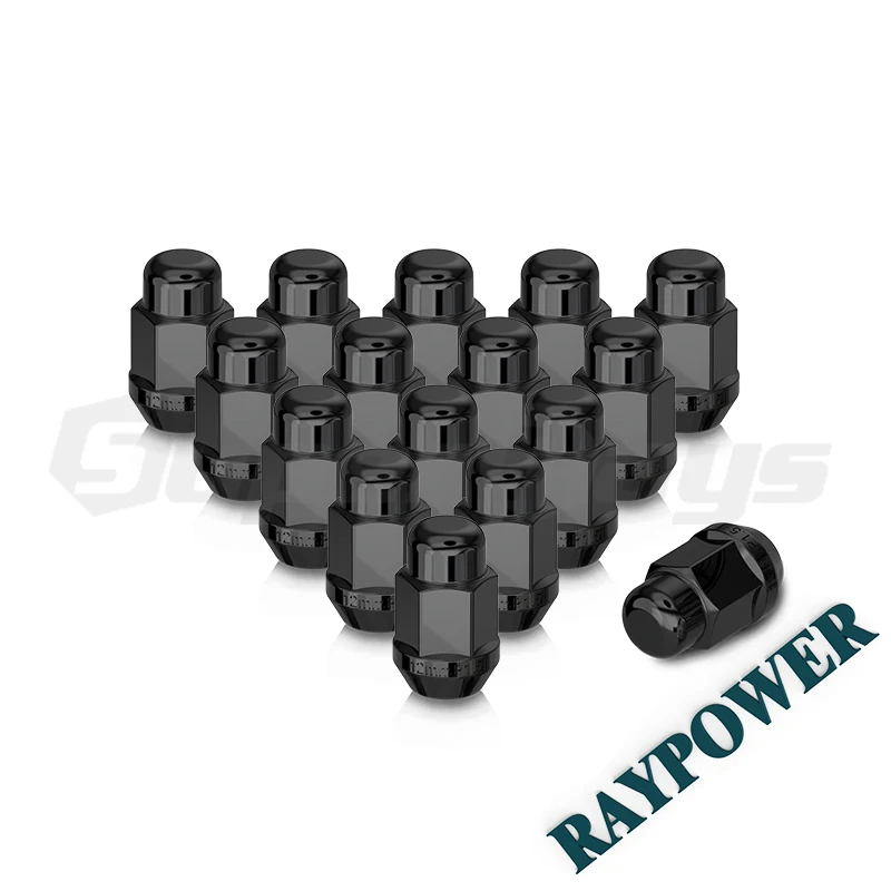 RAYPOWER 19mm Hexagonail cone seat black chrome Wheel Lug Nut with  steel seal