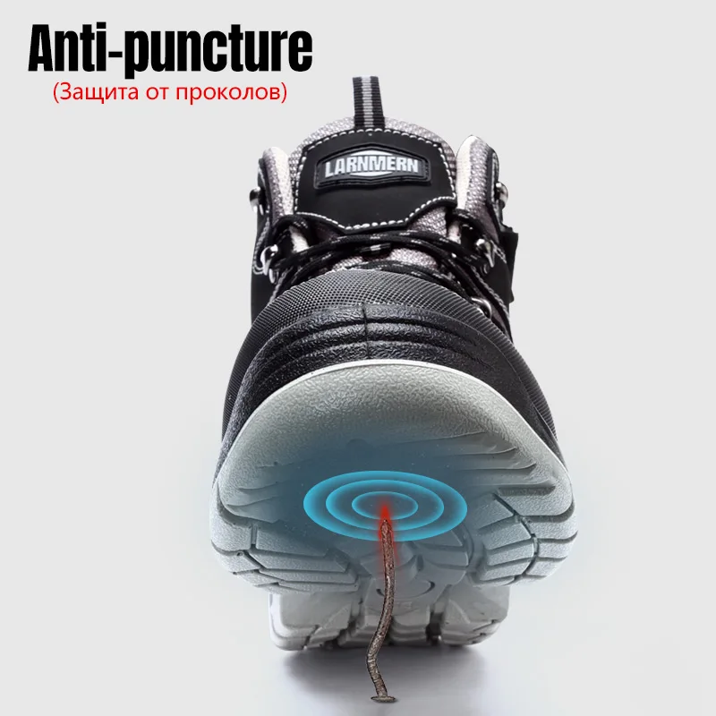 LARNMERN Mens Steel Toe Work Safety Shoes  Breathable Anti-smashing Anti-puncture Protective Anti-Static Work Sneakers for men
