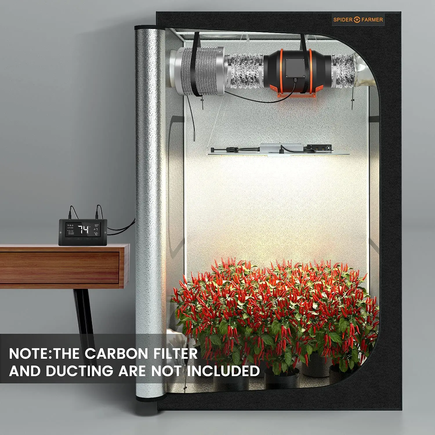 Spider Farmer 4 Inch In line Duct Fan with Temperature Humidity Controller  For Grow Tents