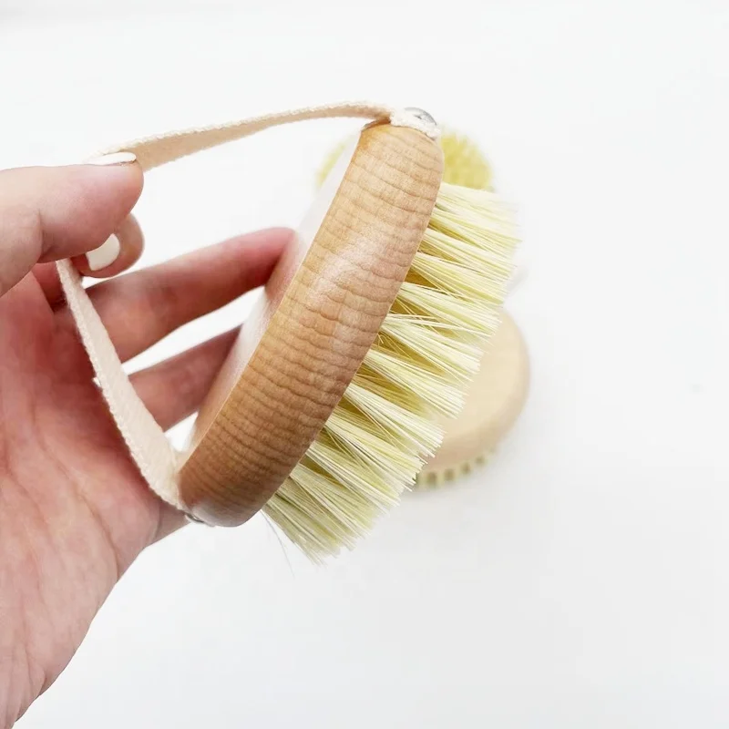 Manufacturers Wooden body brush vegan body brush bristle sisal massage brush wholesale