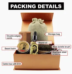 Beard Care Kits Grooming Oil Products Balm Growth Set Beard Kit Growth Oil Set Softens Strengthens Beard Oil