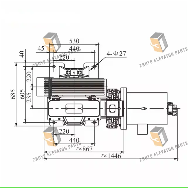 Good service13TORINDRIVE elevator geared traction machine YJ275 Elevator parts