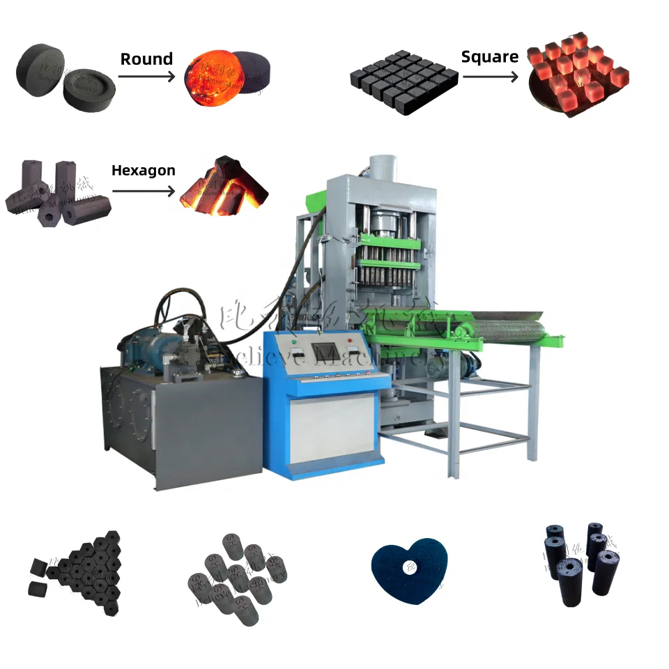 Hexagon square and other shapes hydraulic pressing machine shisha hookah coal carbon powder press machine shisha coal production