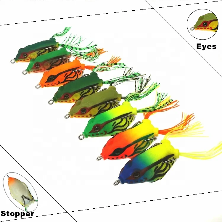 Professional design frog lure segmented fishing ray frog lures sequin frog popper fishing lure