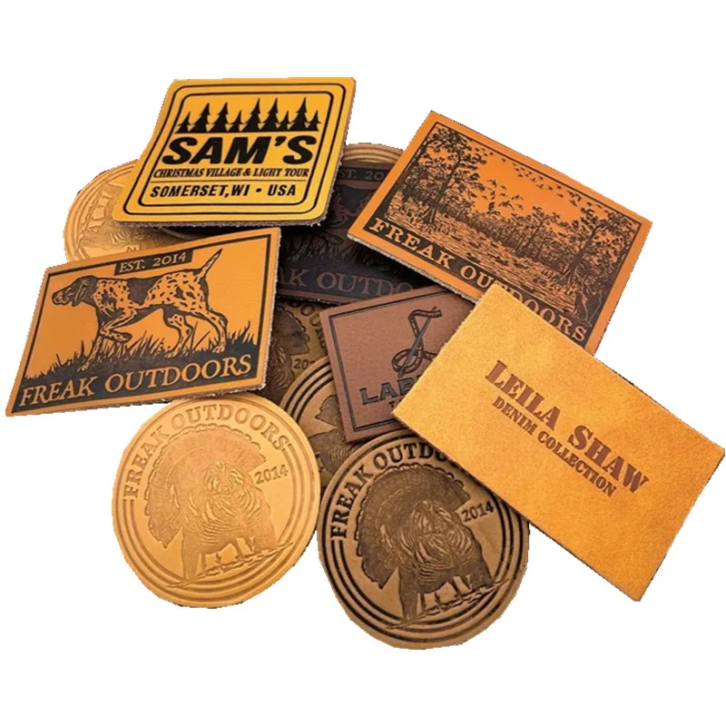 Custom Design Pu Cap Jeans Patch Embossed Logo Premium Genuine Leather Patches For Clothes