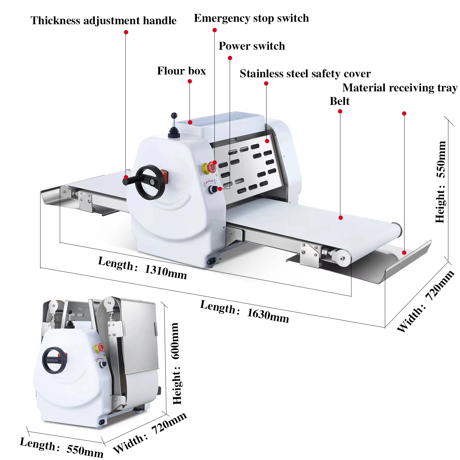 300 350 MM Small Mini Size Pastry Dough Sheeter Machine For Baking Studio Home use