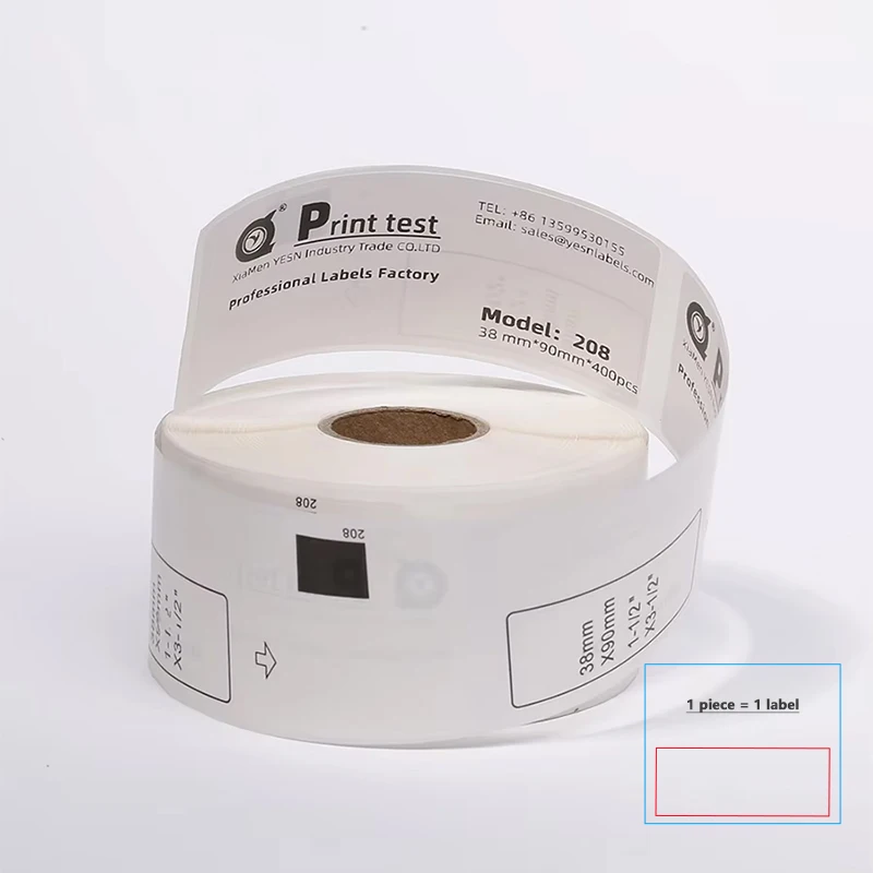 Black On White DK11208 DK1208 Compatible Self Adhesive Thermal Label Sticker Thermal Paper Label Roll For Brother Printer