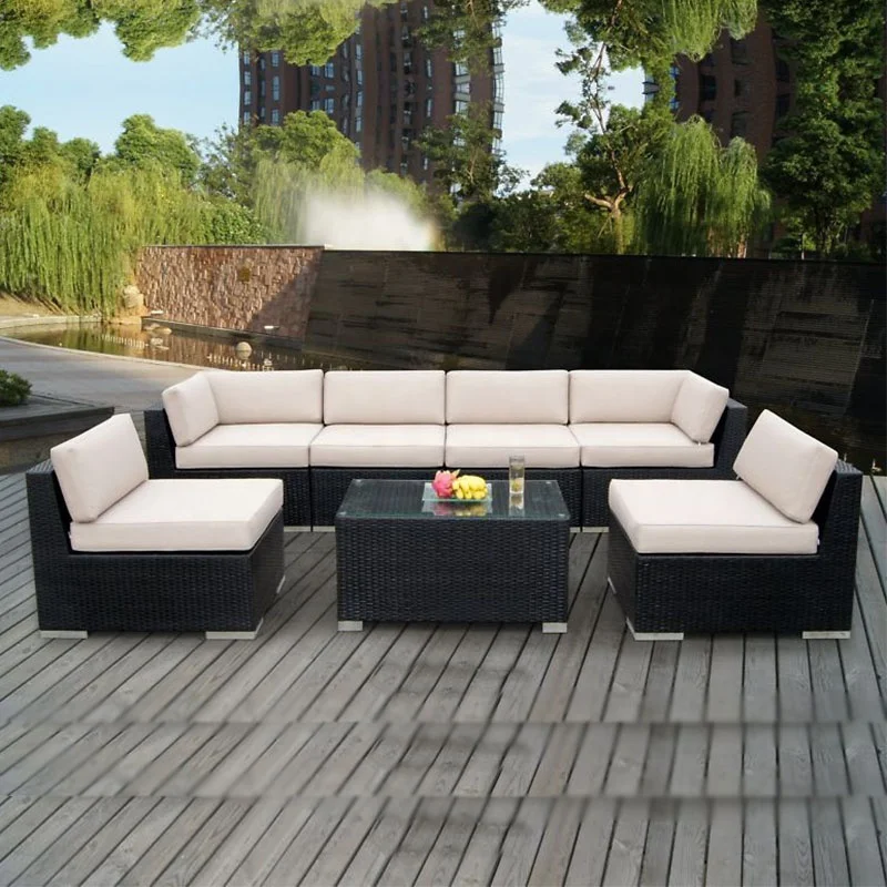 Hot Seller Rattan / Wicker Patio Furniture Sets Modern Poly Rattan Webbing Cane Outdoor Garden Furniture 9pc Sofa Sets