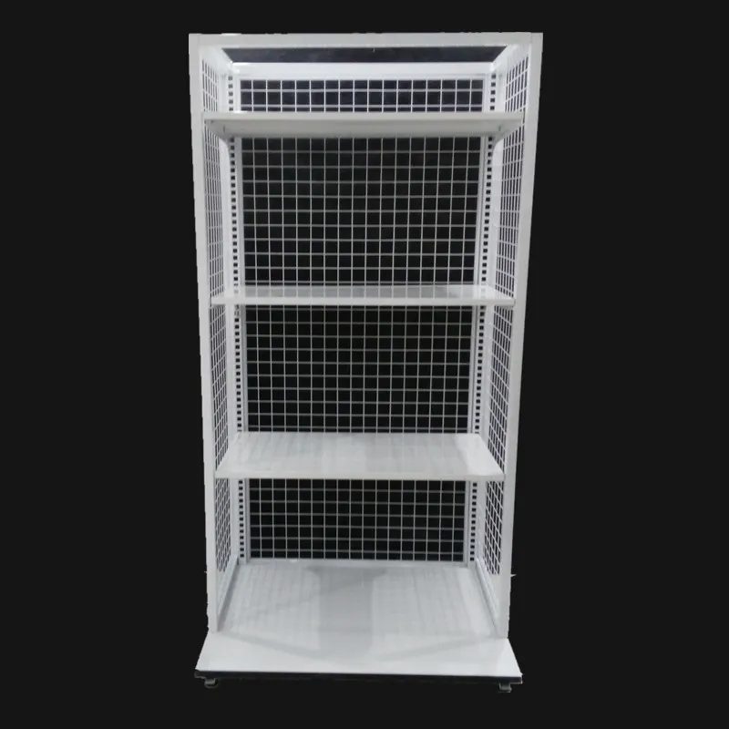 New Style White Display Shelf  Independent Multilayer Display Stand Adjustable Metal Grocery Store Stand