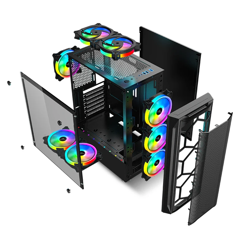SNOWMAN NEW Coming Wholesale PC Cases RGB Cooling Fan Desktop Gaming MID Tower ATX Gaming PC Computer Case Tower