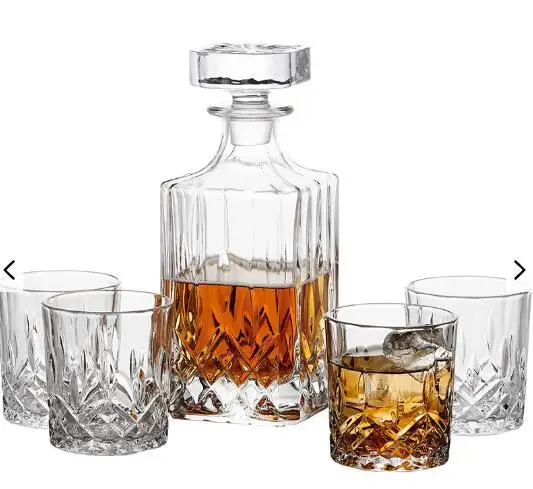 wine glass bottle whiskey glass bottle with cork stopper with cups