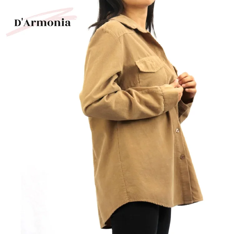 Italy Design Fashion Clothing Women Long Sleeve Linen Cotton Blouse Ladies Fancy Coat