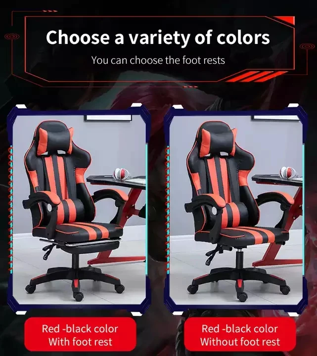 High back ergonomic massage gaming chair cheap price with footrest head rest speaker revolving office computer chairs