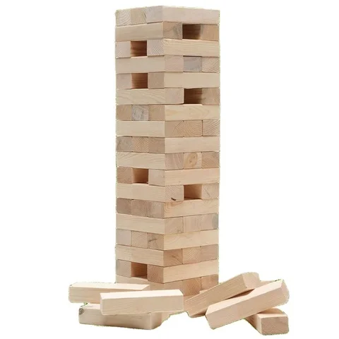 Size Block Game Stacking Blocks Blank Tower Board Games Children Building Blocks Set Educational Toys Custom Wood 50 Unisex YINA