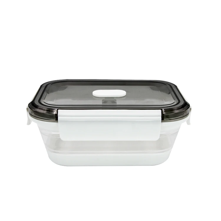 Collapsible Foldable Silicone Food Storage Container With BPA Free, Leftover Meal Box With Airtight Plastic Lids For Kitchen
