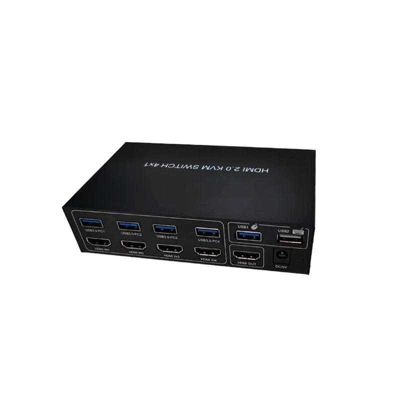 4K HD-MI2.0 KVM Switch 4 HD-MI ports to a single display terminal with a single USB keyboard console and three switching options