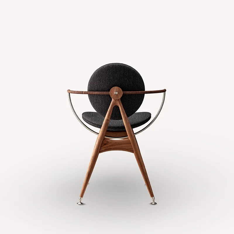 Danish designer circle chair high end club hotel chair leather walnut metal industrial chair