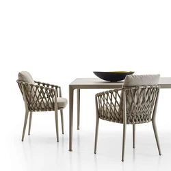 Modern Metal Aluminum Frame Rope Nordic Minimalist Style Luxury Dining Room Dining Chairs