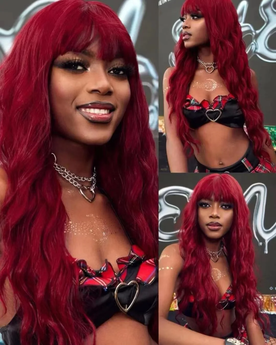 Long Silky Body wave Ombre Color Wigs Futura Fiber Hair 13x4 inch Heat Resistant Synthetic Lace Front Wigs For BLACK Women