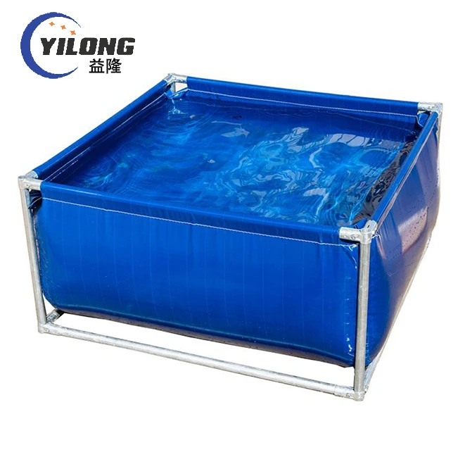 large steel frame reinforced tarpaulin collapsible rectangular water tanks biofloc tank fish farming aquaculture