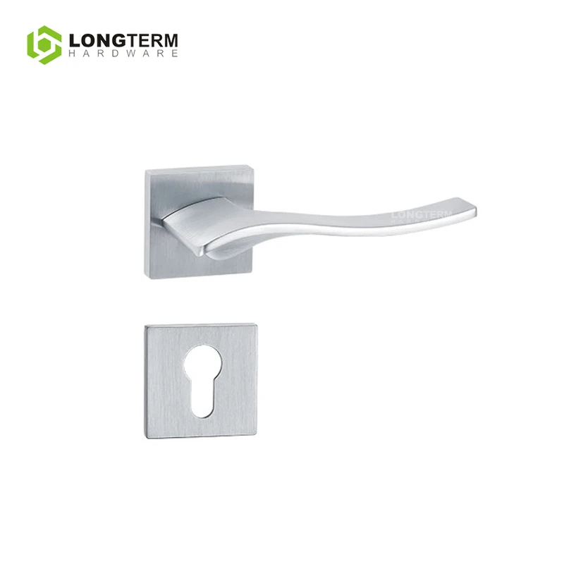 Double Side Modern Door Room Lever Handle Square Rosette Zinc Alloy Black Interior Door Locks and Handles