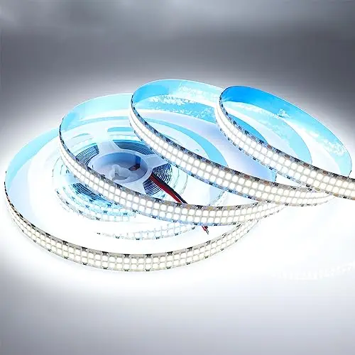 Белая теплая белая светодиодная лента 6500K двухрядная 480LED/M гибкая с DC 12V 24V регулируемая световая